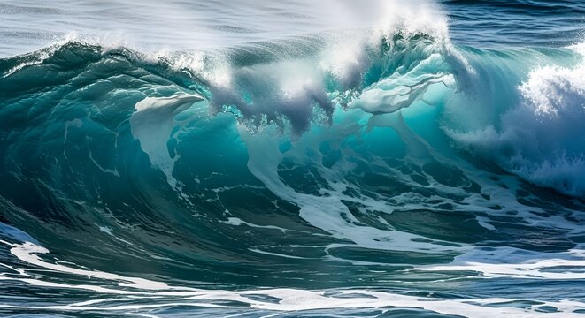 Crashing ocean wave with sea foam powerful nature scene perfect for backgrounds and travel imagery