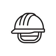 Construction Helmet Icon – Worker Safety Line Illustration