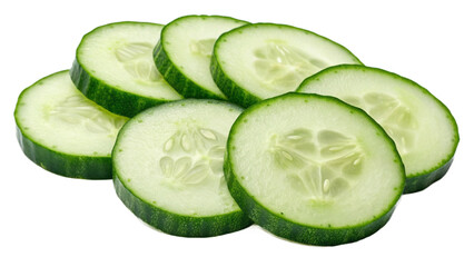 Sliced cucumber isolated on transparent background