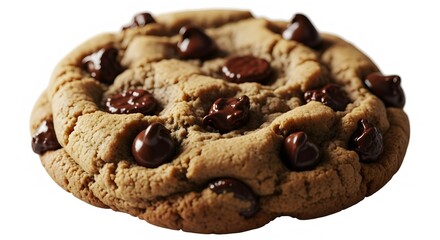 Chocolate chip cookie delicious homemade treat isolated on white background