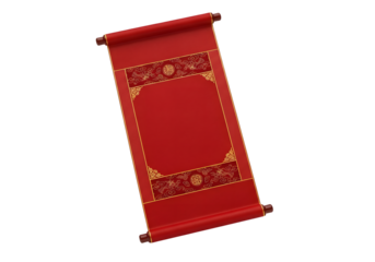 Celebrate traditions with this elegant red and gold oriental scroll, perfect for lunar new year greetings or adding an Asian touch to your designs