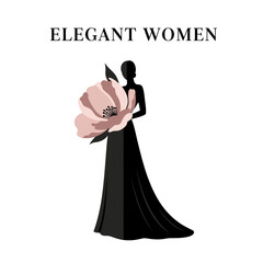 Elegant Woman Flower Fashion Silhouette Logo