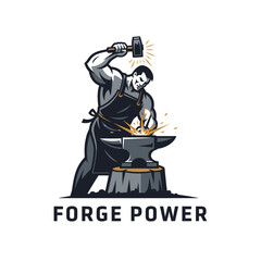 Blacksmith Forge Power Hammer Anvil Logo