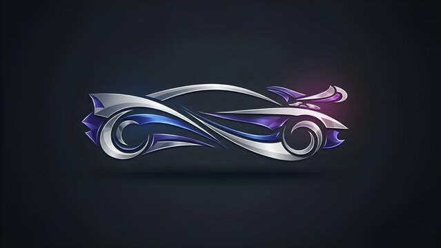 An aggressive and stylized logo or emblem design featuring the silhouette of a sport car.