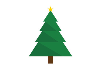Icono plano de árbol de navidad con estrella amarilla