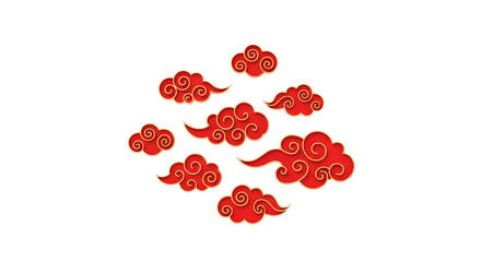Festive red and gold clouds drifting, perfect for Chinese New Year designs or Asian-inspired projects, bringing luck and prosperity, ideal for invitations