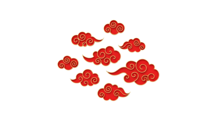 Festive red and gold clouds drifting, perfect for Chinese New Year designs or Asian-inspired projects, bringing luck and prosperity, ideal for invitations