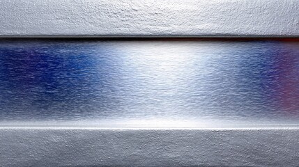 Close-up of a textured metallic surface with a gradient of blue and red reflections, creating an abstract and modern design.
