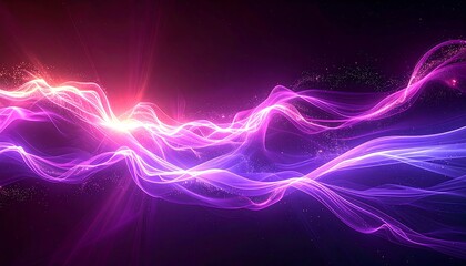 Abstract swirling luminous wave with vibrant pink and purple hues, radiating energy against a dark background