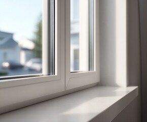 Fototapeta premium modern plastic window with a window sill