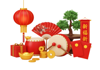 Celebrate Chinese New Year with vibrant decorations, auspicious gifts, and festive atmosphere symbolizing prosperity and good fortune for a successful year ahead