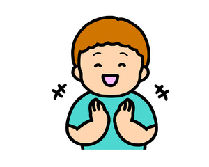 拍手する　茶髪の男の子