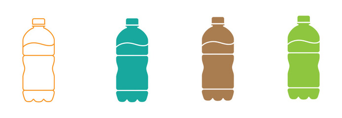 Bottle icon set. bottle vector icon. Water bottle icons set in solid  stroke line style.