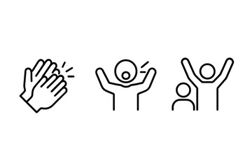 Fototapeta premium Minimalist applause and celebration icons in linear style for positive feedback concepts