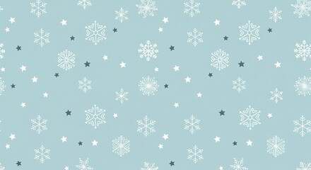 Snowflake Pattern Winter Holiday Background with Light Blue and White