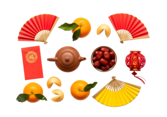 Celebrate Lunar New Year with festive traditional elements, promising good fortune, happiness, and prosperity in the coming year, filled with joy and cheer.