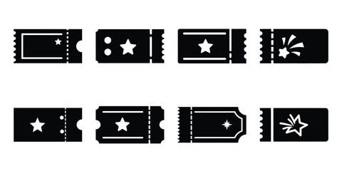 Illustration of the new year celebration ticket silhouette vector icon set. happy New Year 2026 vector icons