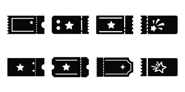 Illustration of the new year celebration ticket silhouette vector icon set. happy New Year 2026 vector icons