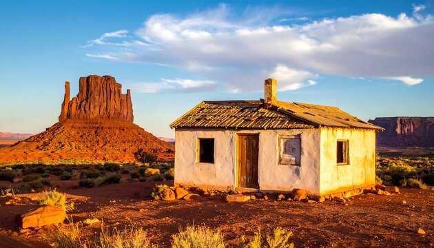 Rustic Charm - Desert Cabin in Monument Valley at Sunset.