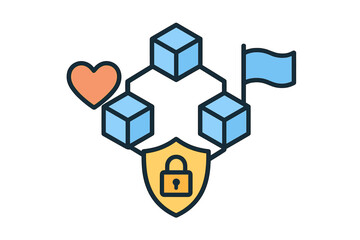 Obraz premium Secure decentralized network structure connecting data blocks with goals and user preference