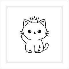 Bold and Easy Cat Cozy Activity Moment Coloring Page Vector