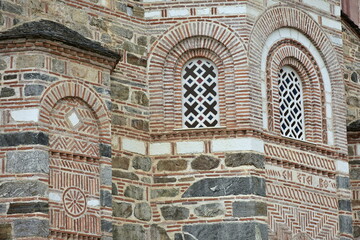 close-up of ancient classical architecture made from stones and bricks,Greece,