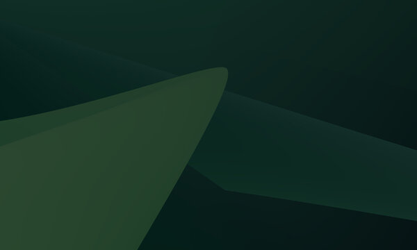 Abstract geometric composition featuring overlapping planes and sharp angles in a deep muted forest green color palette creating a modern minimalist aesthetic