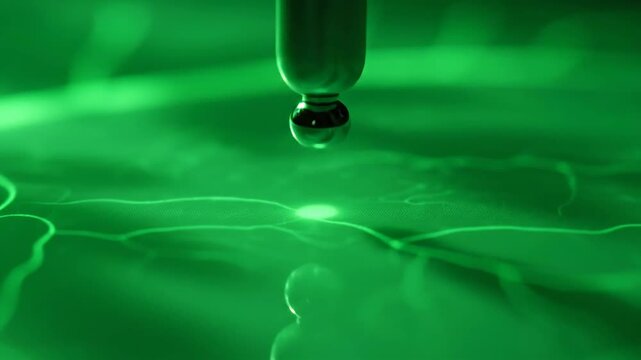 Electrical discharge with green light, electrode and reflection