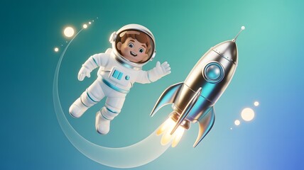 Modern National Science Day Astronaut Illustration 
Futuristic Space Vector Background