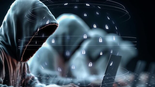 Digital era threat, symbol of cyber attackers and information warfare