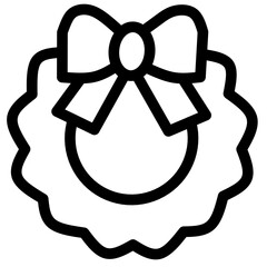 Christmas Wreath Icon Outline Vector