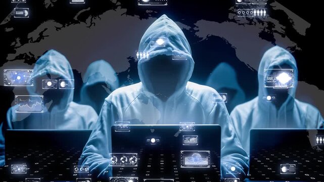 Digital era threat, symbol of cyber attackers and information warfare