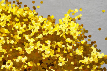 glitter or gold sequin texture background on white background