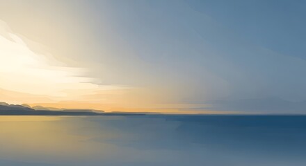Calm ocean view at sunset serene seascape illustration perfect for backgrounds and peaceful designs