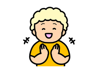 拍手する　金髪の男の子