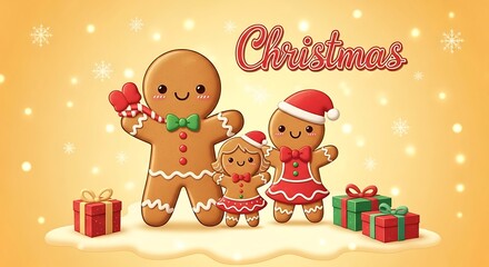 Christmas Gingerbread Characters Illustration