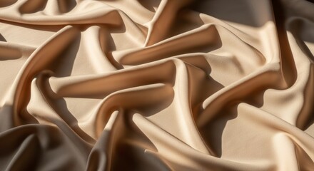 Elegant beige fabric textile with folds and shadows draped cloth background
