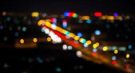Night city lights abstract blurred bokeh background