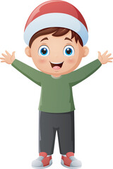 Happy little boy cartoon wearing winter clothes