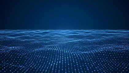 Abstract digital wave pattern, a visualization of data, with a dark blue background.