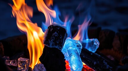 Fiery and icy contrast flames