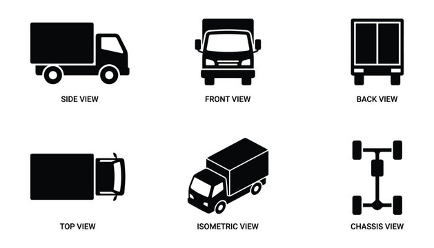 Detailed Truck Design: Vehicle Views for Logistics and Transport Illustration