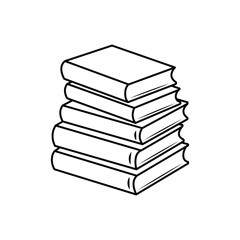 Stack of books outline drawing illustration for educational content and design elements featuring knowledge and learning resources for library or school themes