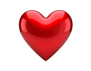 Glossy red heart on a transparent background, symbolizing love and passion
