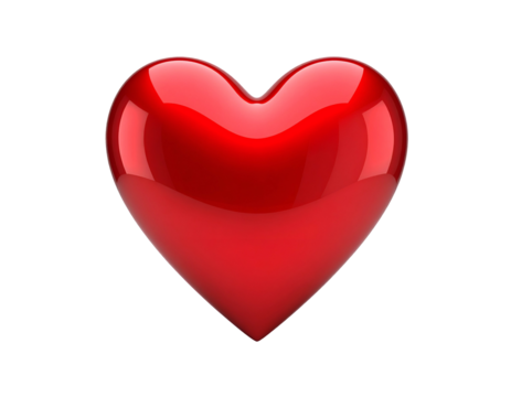 Glossy red heart on a transparent background, symbolizing love and passion - Powered by Adobe