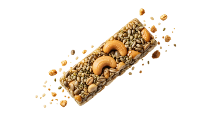 Healthy nut and seed energy bar with cashews and lentils, ideal for a nutritious snack or fitness boost