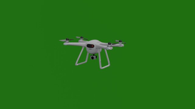 Flying drone close view greenscreen