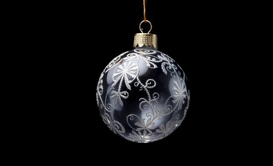 A shimmering glass ornament with intricate details set against a deep black background capturing elegance and simplicity christmas background christmas holiday background winter decoration celebration