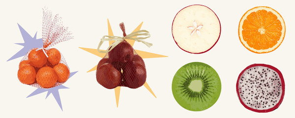 Textured fruit  set