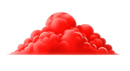 Cartoon red cloud formation against a in digital art on transparent background